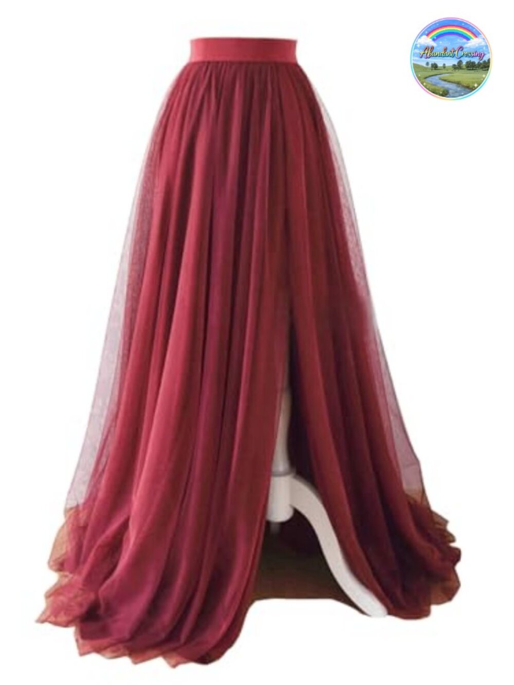 Women's Split Long Floor Prom Party Tulle Skirt Evening Adjustable Waist